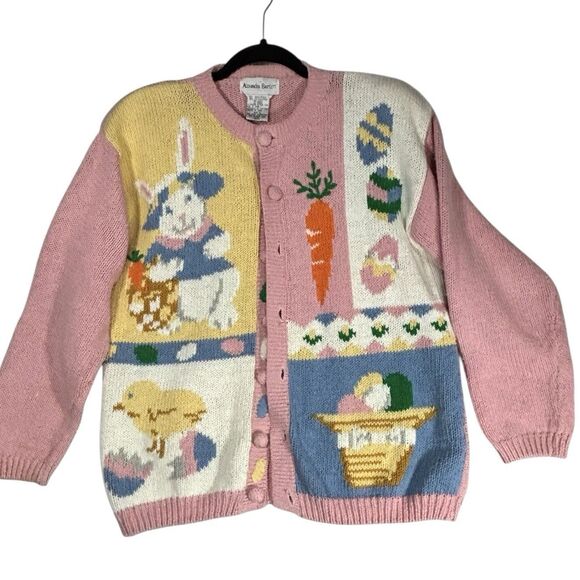 Sweaters - Vintage Alexandra Bartlett Cardigan Novelty Easter Grandma Sweater